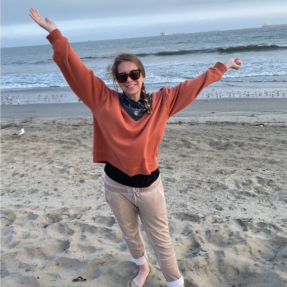 Light burnt orange Sweatshirt with Black Bandana Accent - Picture 3 of 8